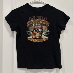 Harley Davidson Shirt Youth Small Black Orlando Florida Pirate